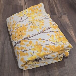 70s Yellow Orange Floral Trees Country Vtg Bedspread Blanket Coverlet MCM 100x65